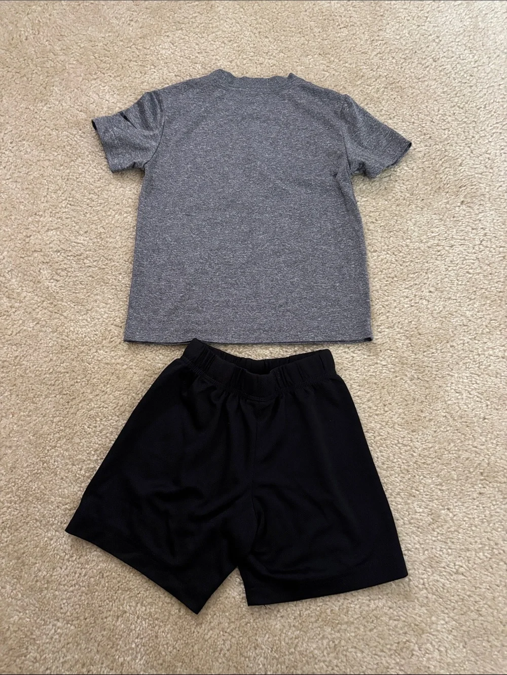 Nike Kids Gray Graphic Tee with Red and Black Logo